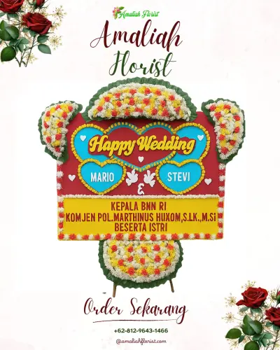 Karangan Papan Bunga Pernikahan di Koleang